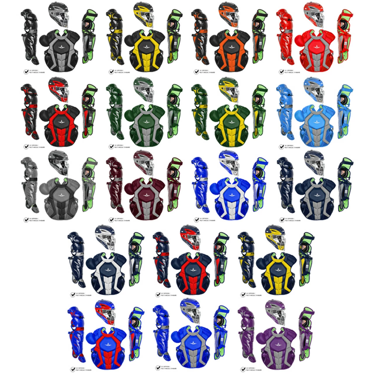 All-Star S7 Axis Adult Baseball Catcher's Kit - NOCSAE Approved CKCCPRO1X 3 All-Star S7 Axis Adult Baseball Catcher's Kit - NOCSAE Approved CKCCPRO1X